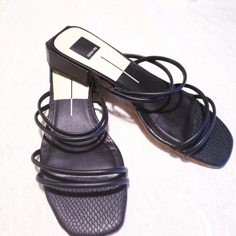 dolce vita Haize Black Stella Heeled Sandals Strappy Slip On